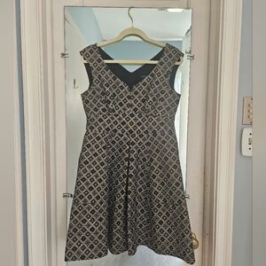 Nanette Lepore mini brocade black and gold dress, size 8